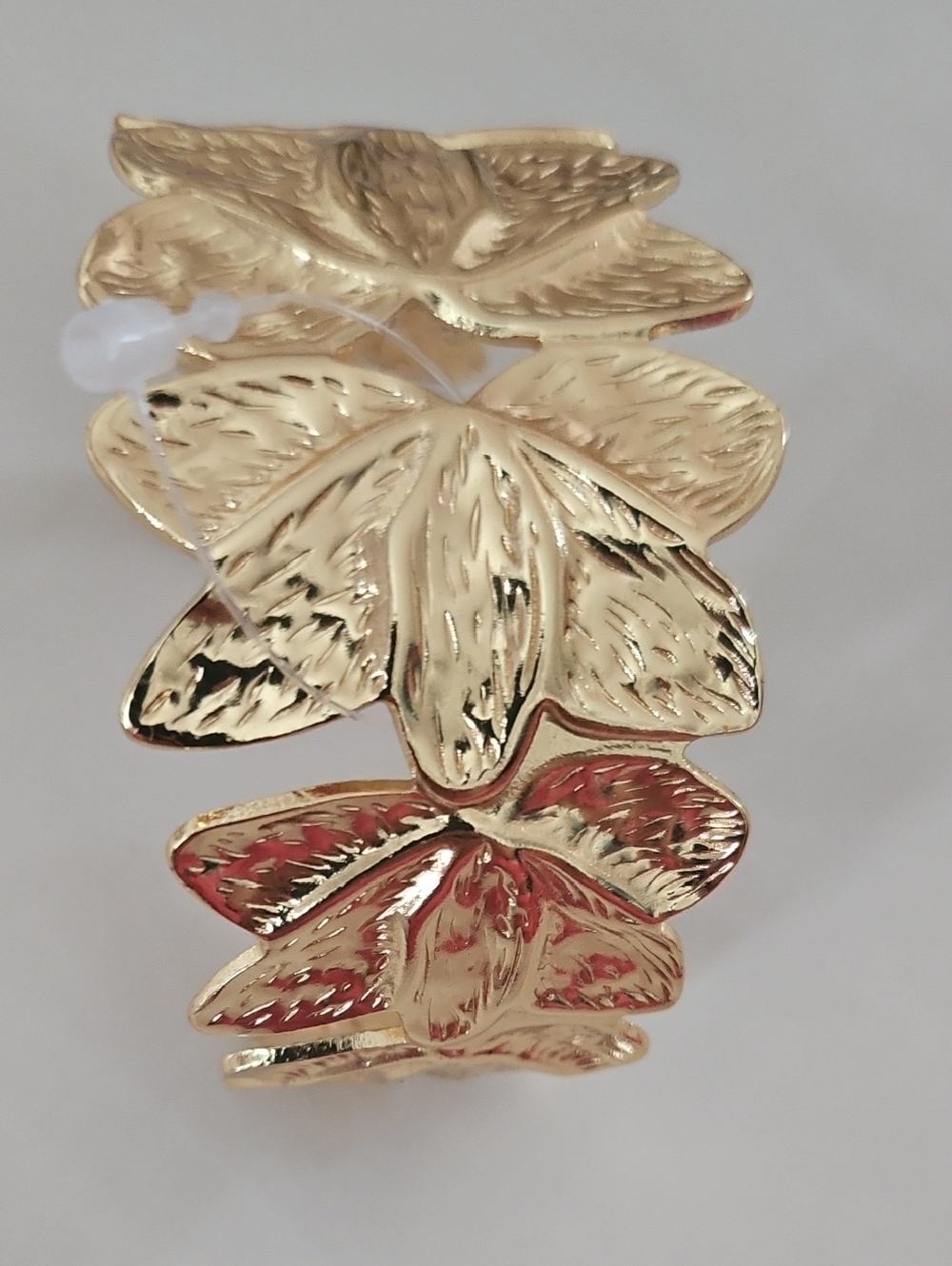 Gold Leaf Stack Statement Bracelet Openable (2.8  And Above Size)